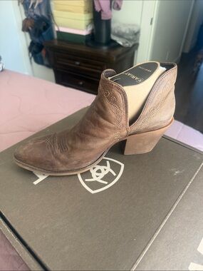 Ariat Brown Suede Western Cutout Ankle Bootie